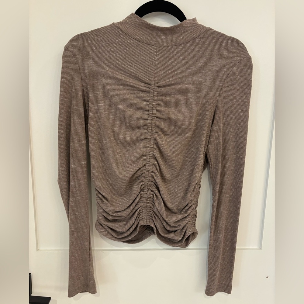 Elodie Ruched Long Sleeve Top - Mauvish brown